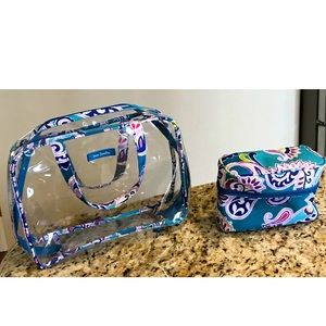 Vera Bradley clear large cosmetic bag AND small cosmetic bag